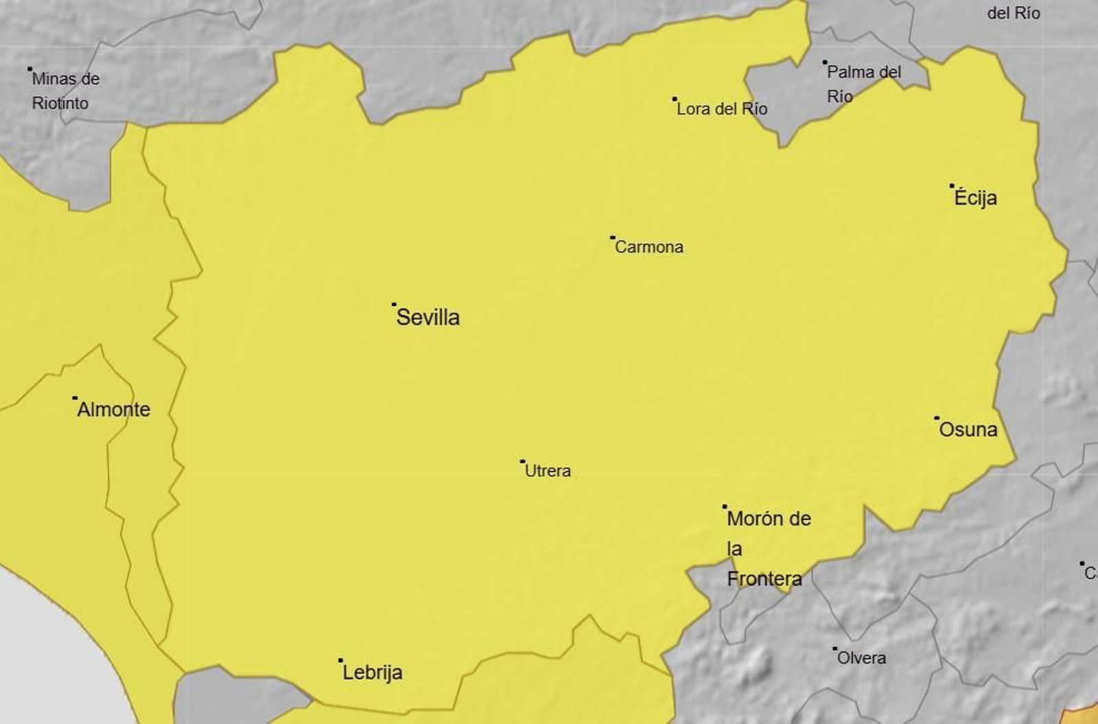 Alerta amarilla en la provincia de Sevilla