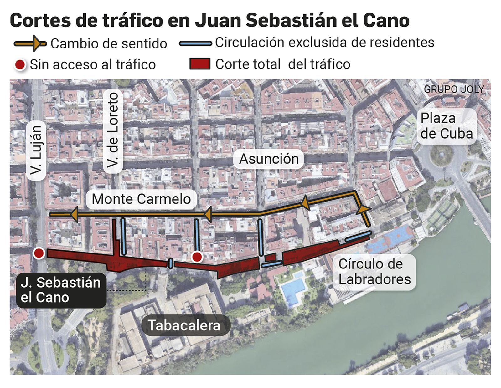 Cortes de tráfico en Juan Sebastián el Cano
