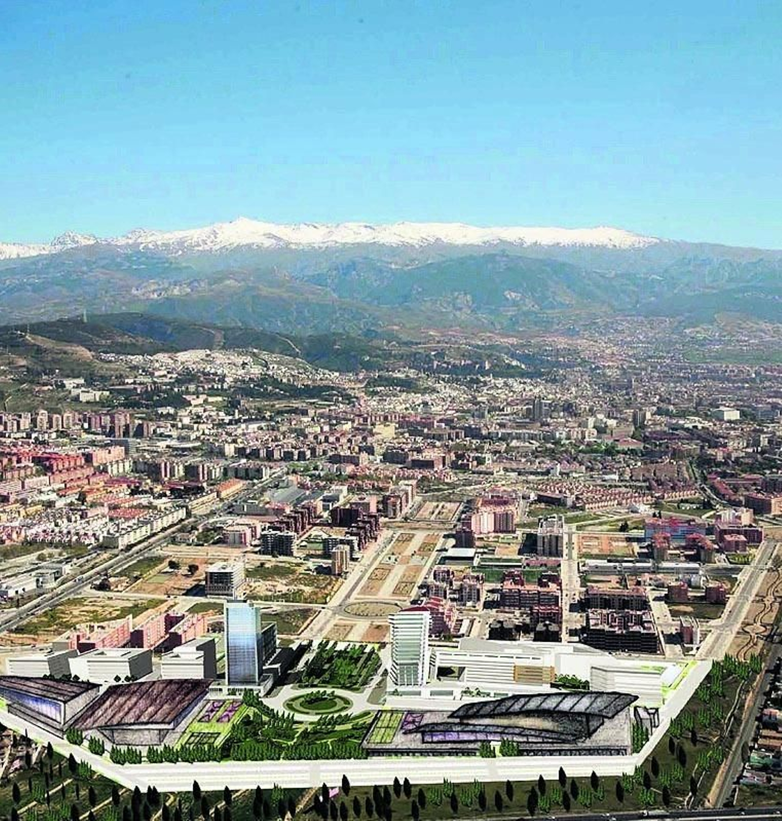 Proyecto para la Villa Olímpica con dos torres.