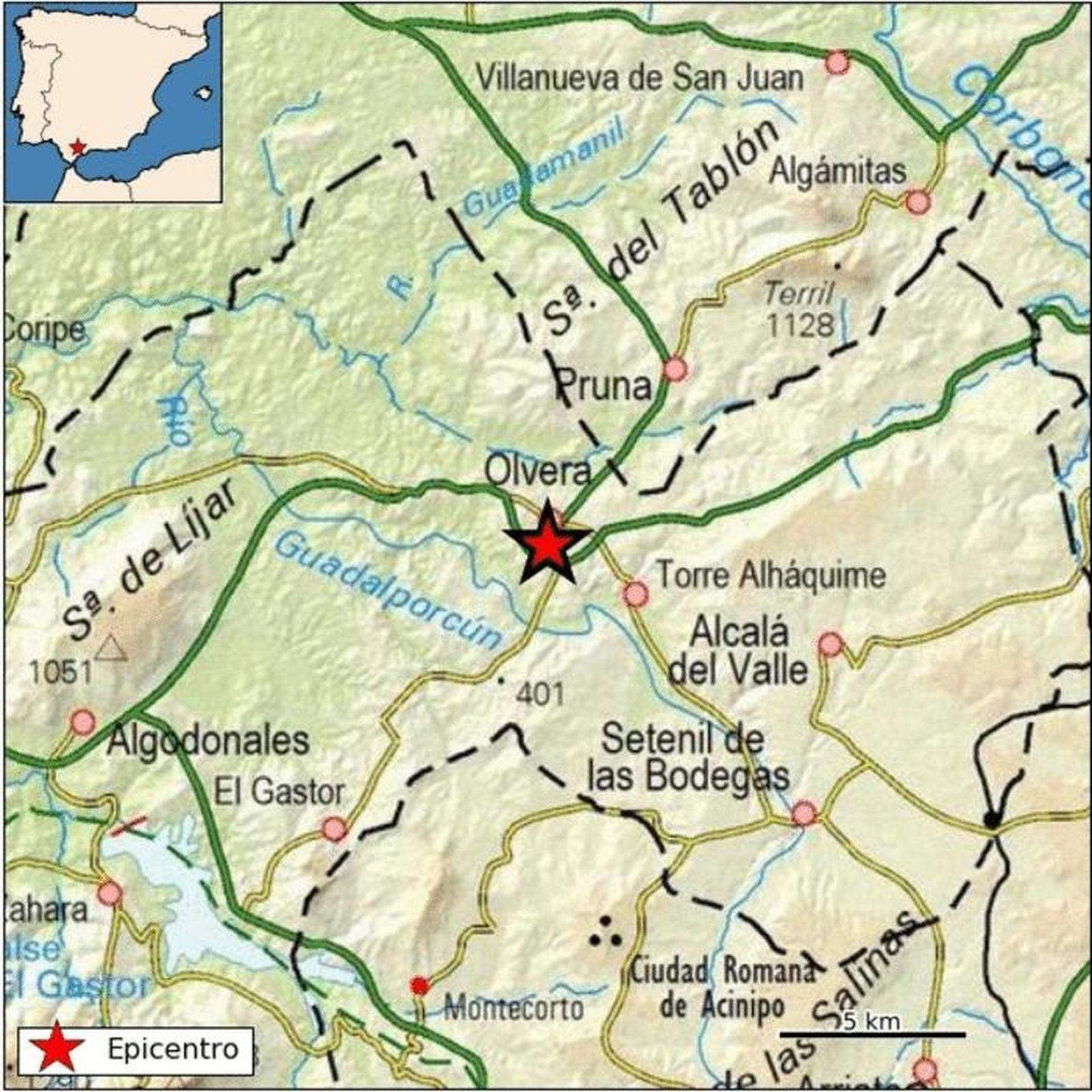 Registrado un terremoto de 2,9 grados con epicentro en Olvera