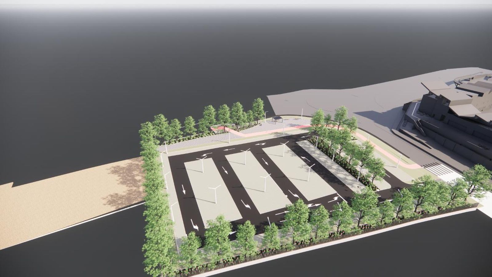 Así quedará la nueva zona de aparcamientos junto a la Ciudad del Marisco.