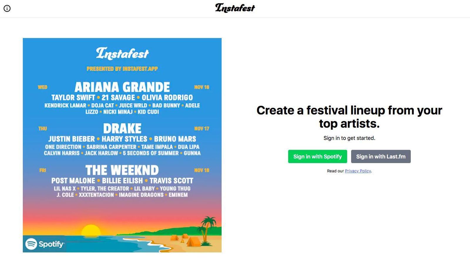 Instafest inicio de sesión