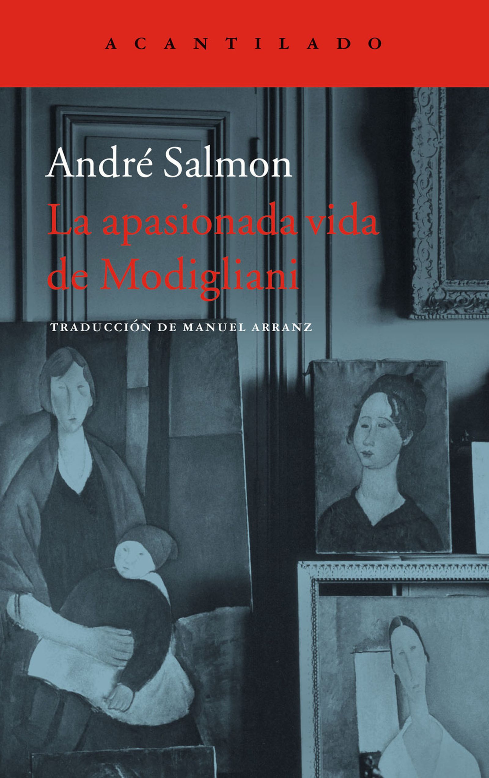 Autorretrato (1919) de Modigliani; en la imagen pequeña, el italiano con Picasso (centro) y Salmon (derecha) en París.
