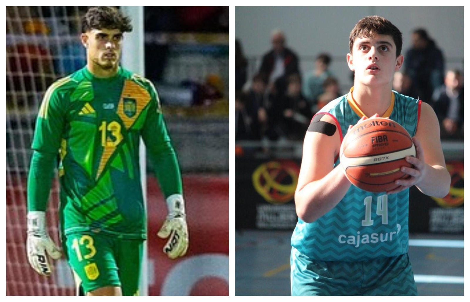 Esquivel, con España sub 21 y en su etapa como jugador de baloncesto.