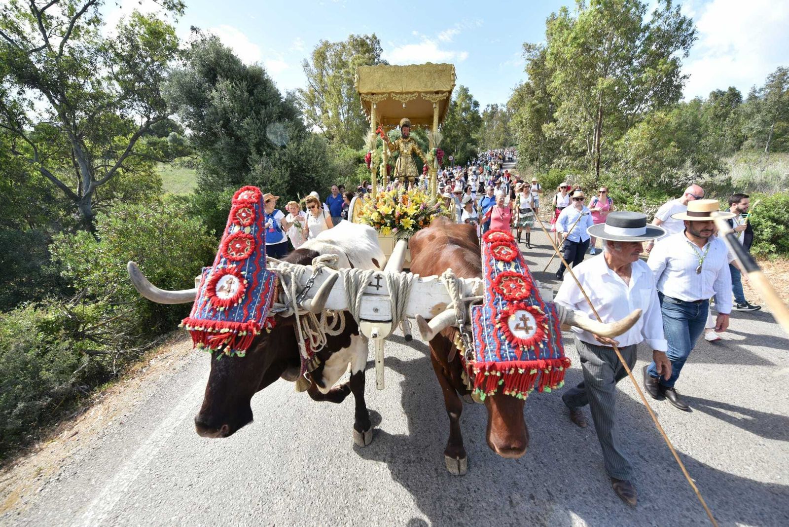 La carreta con San Isidro, al inicio de la comitiva.