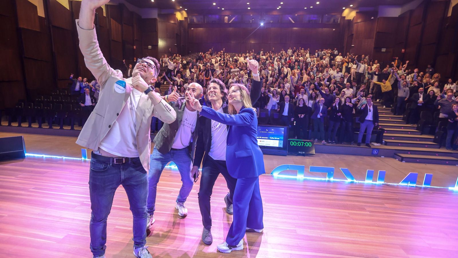 Los cofundadores de Linked Lunch, los granadinos Fran Cortés, Pedro García Manzano, Adrián Crovetto, Angela Labrador.