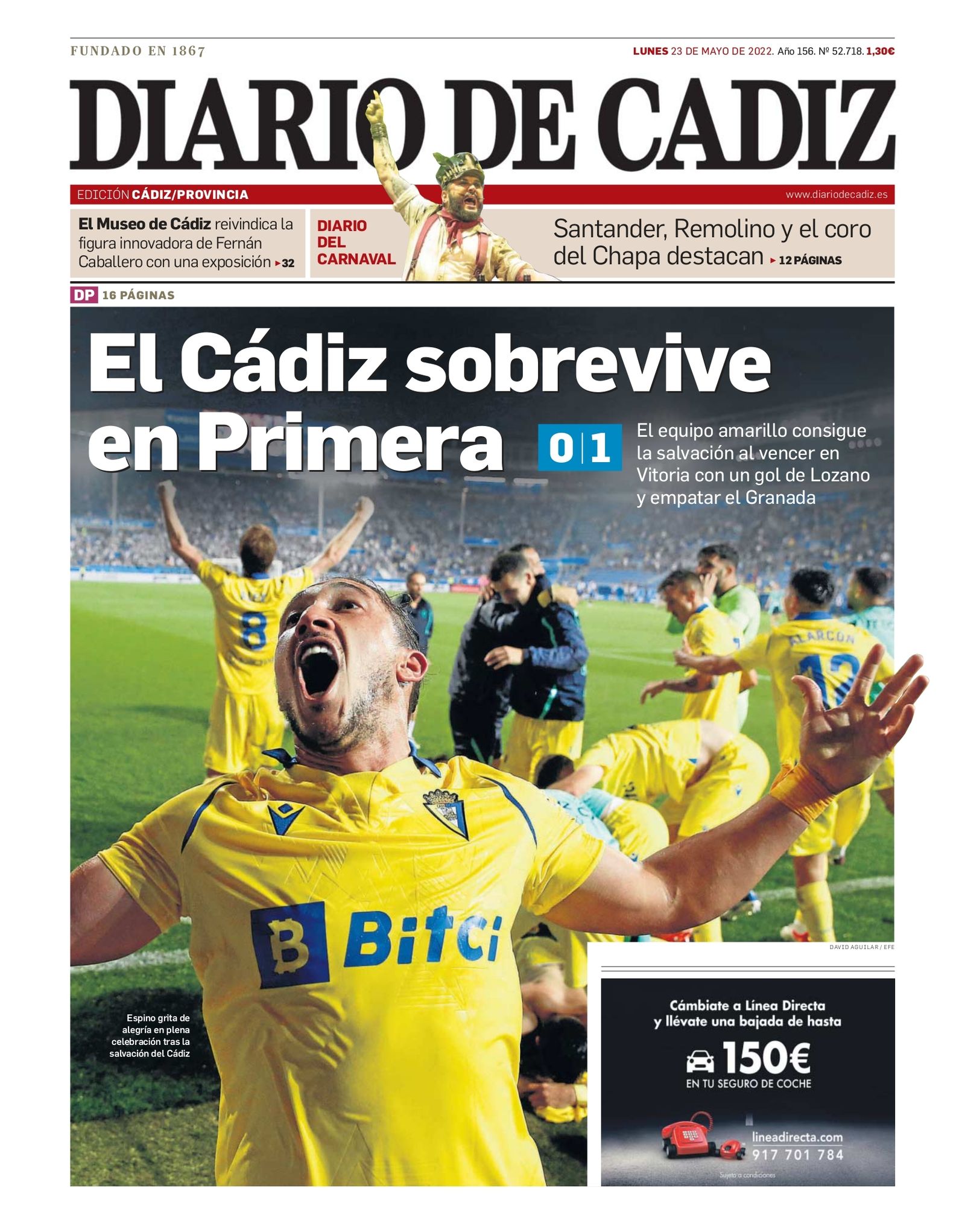 Las 22 portadas de Diario de Cádiz de 2022