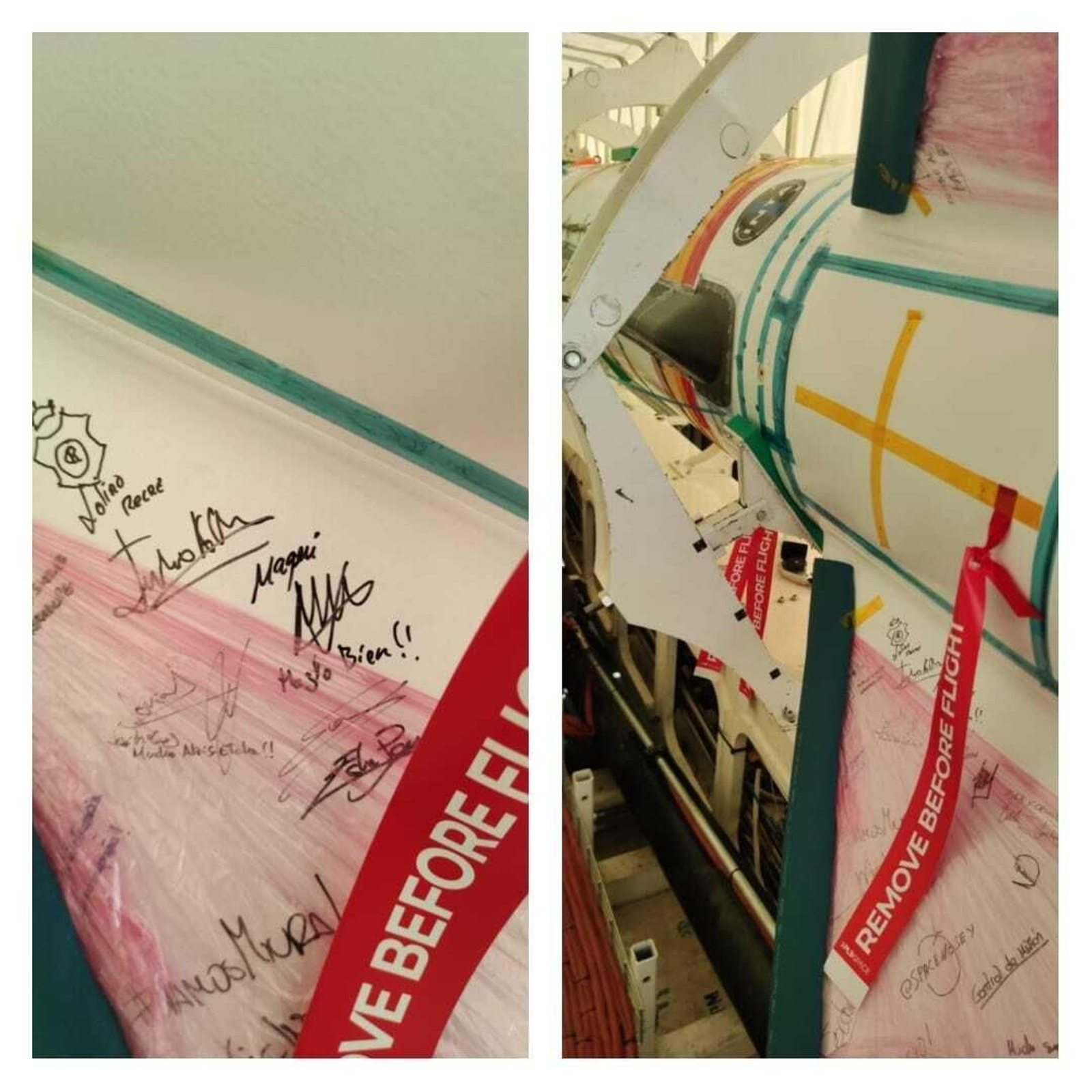 El escudo del Recre en el fuselaje del cohete Miura 1.