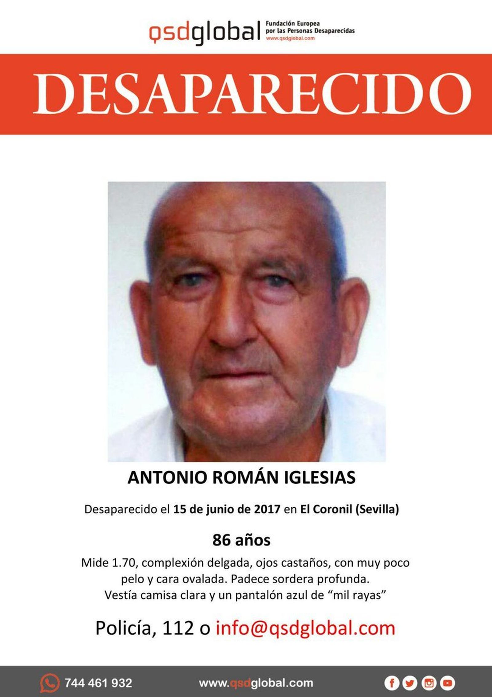 Cartel con la imagen del desaparaecido