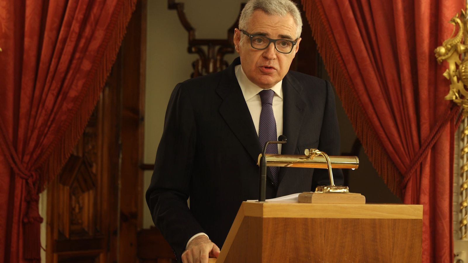 Pedro Pérez-Llorca Zamora durante su intervención en la sesión necrológica en memoria de su padre, Jose Pedro Pérez Llorca