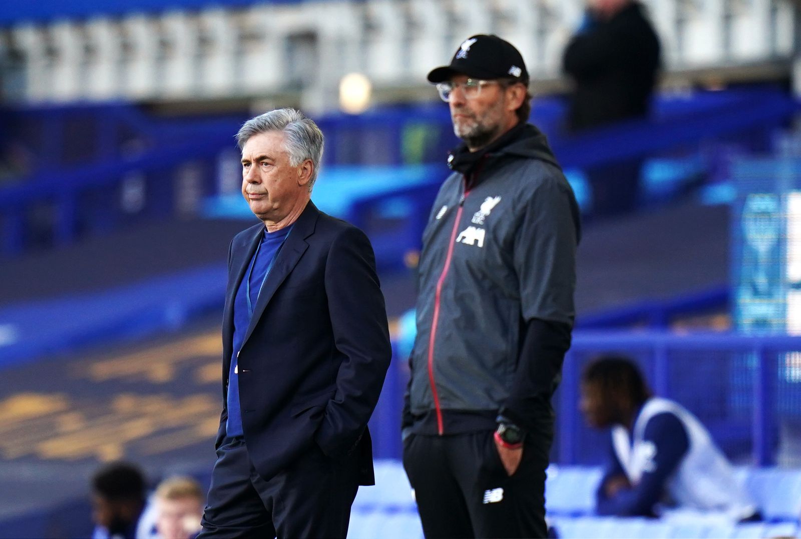 Ancelotti, junto a Klopp en un partido entre el Everton y el Liverpool.