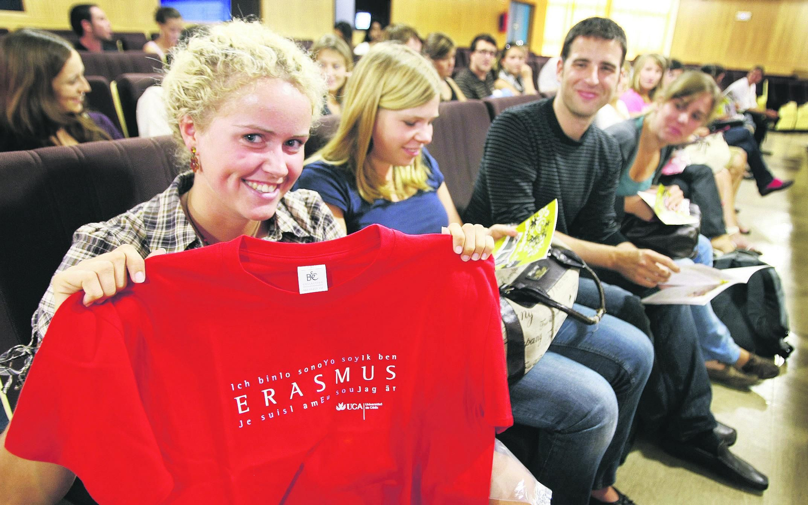 Alumnos Erasmus, durante una jornada de recepción en la Universidad de Cádiz.