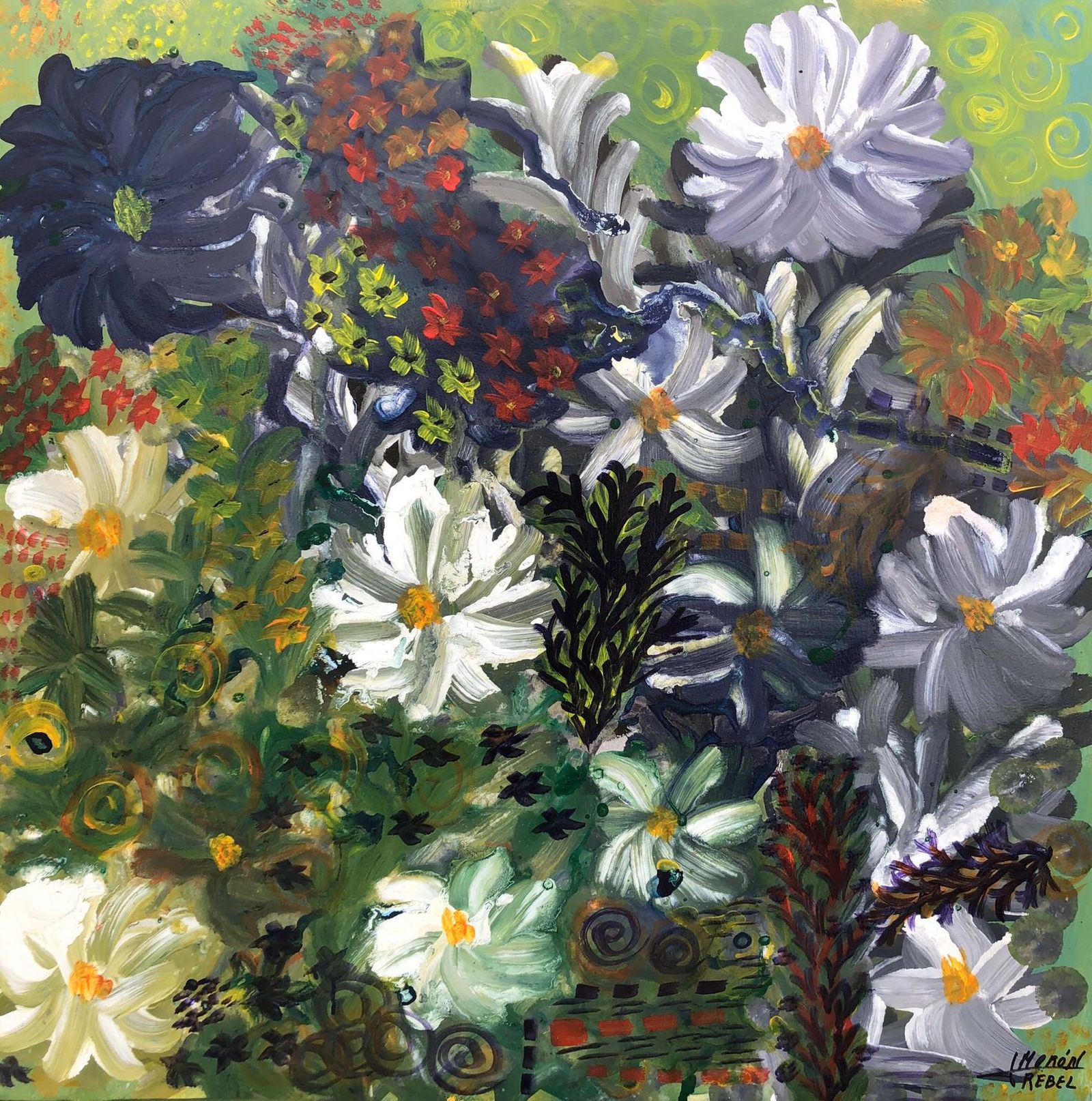 Detalle de una de las obras de Lola Morón que se subastan a través de la galería sevillana Llora Tinta.