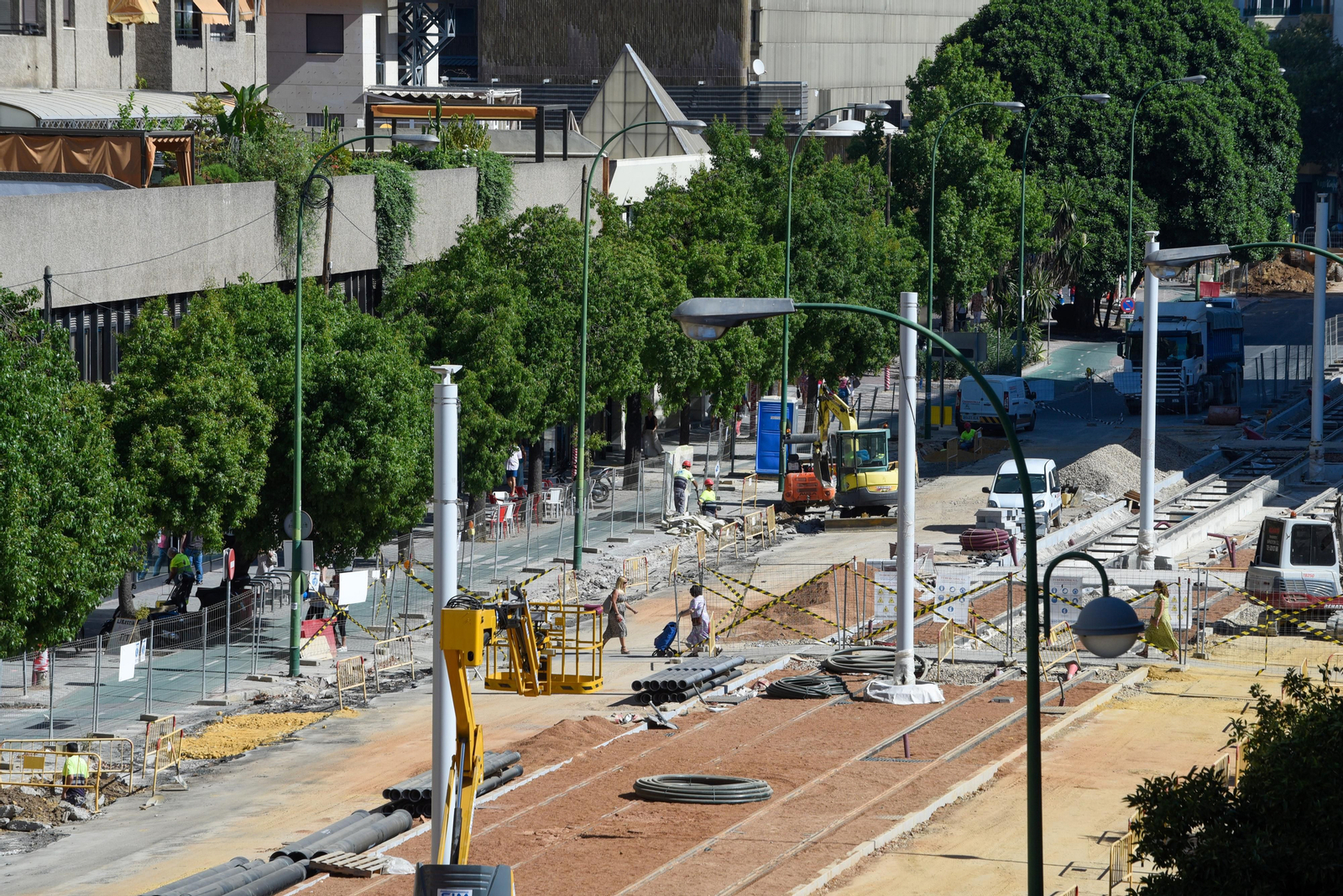 Imágenes de la situación de las obras del tranvía, en Nervión