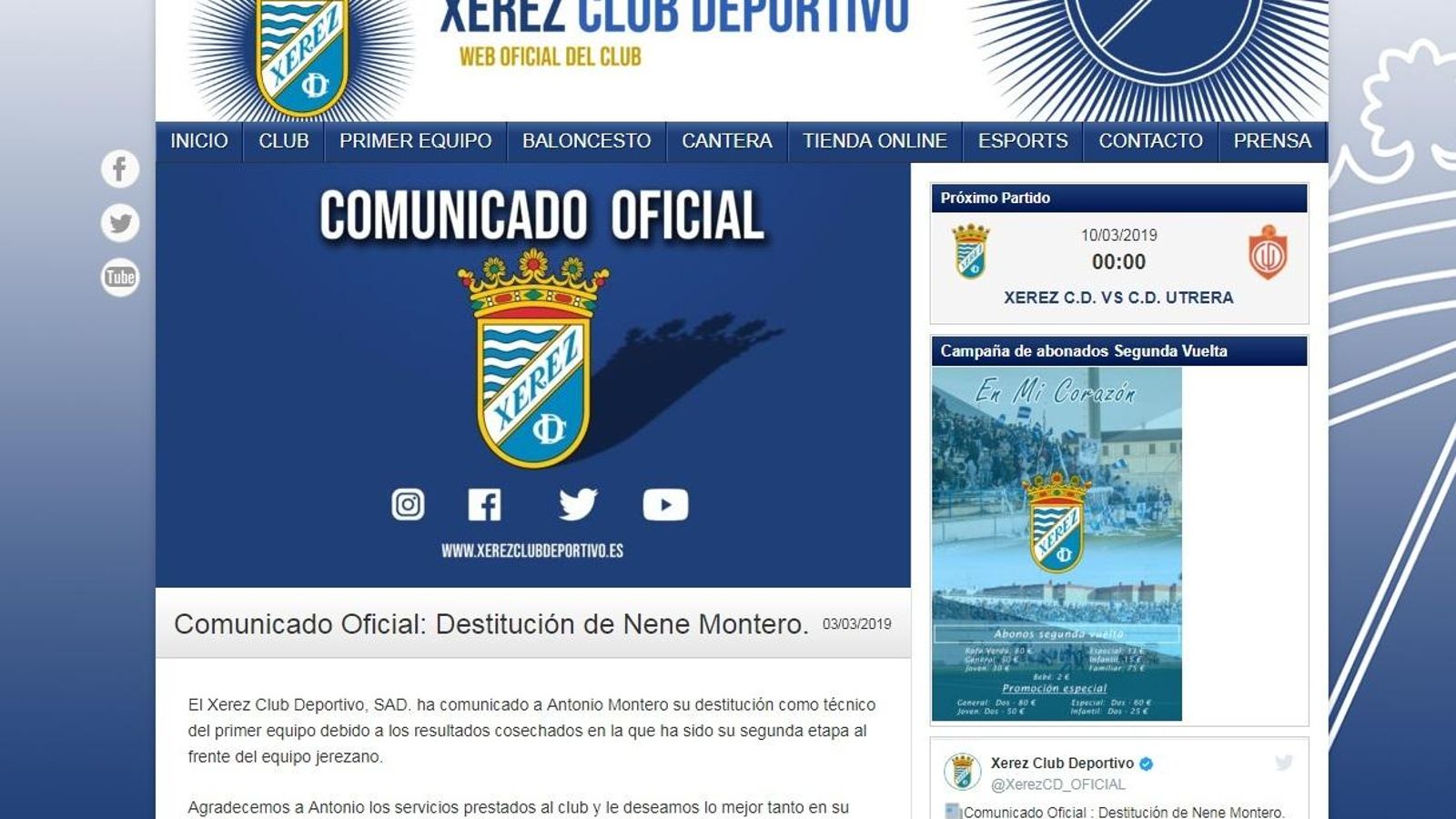 Comunicado del Xerez Club Deportivo Comunicado del Xerez Club Deportivo