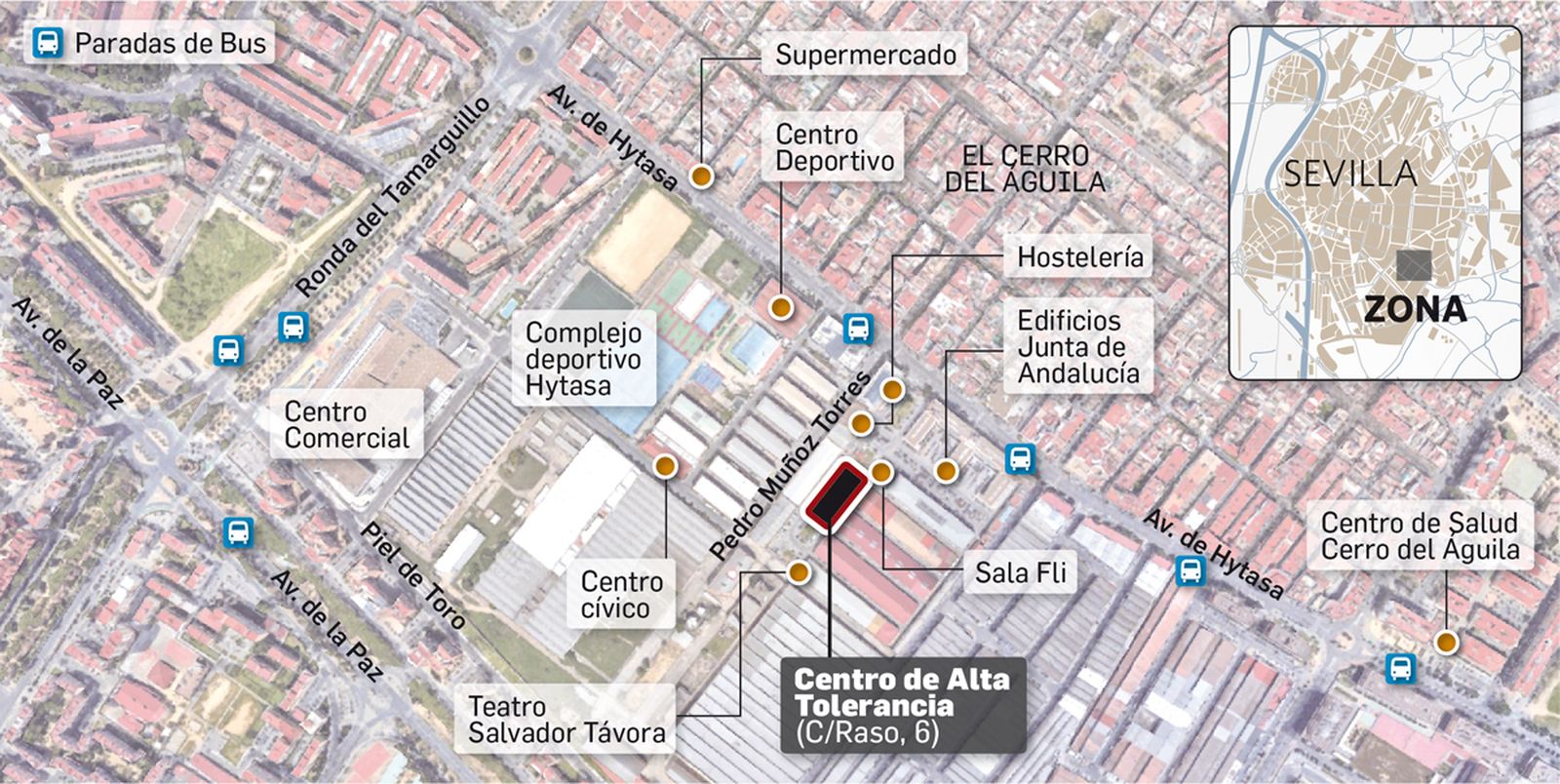 Detalle de la localización del centro de alta tolerancia para personas sin hogar de Hytasa.