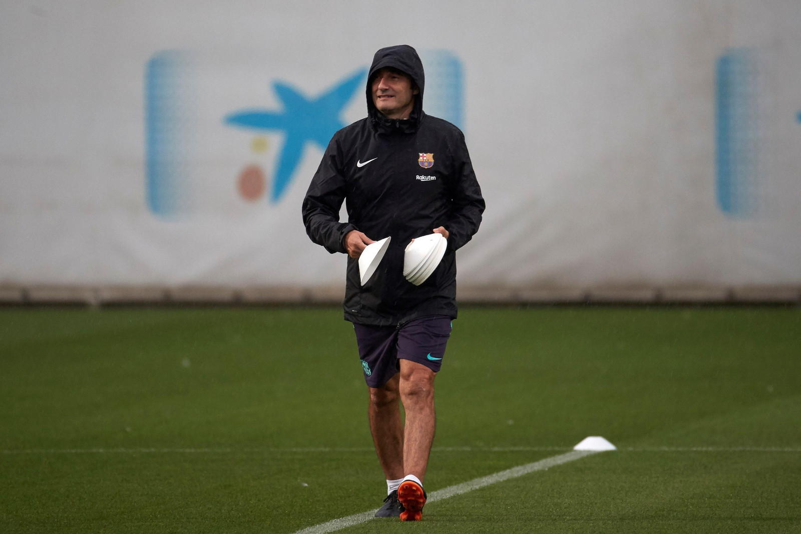 Valverde, durante el entrenamiento en la ciudad deportiva Joan Gamper.