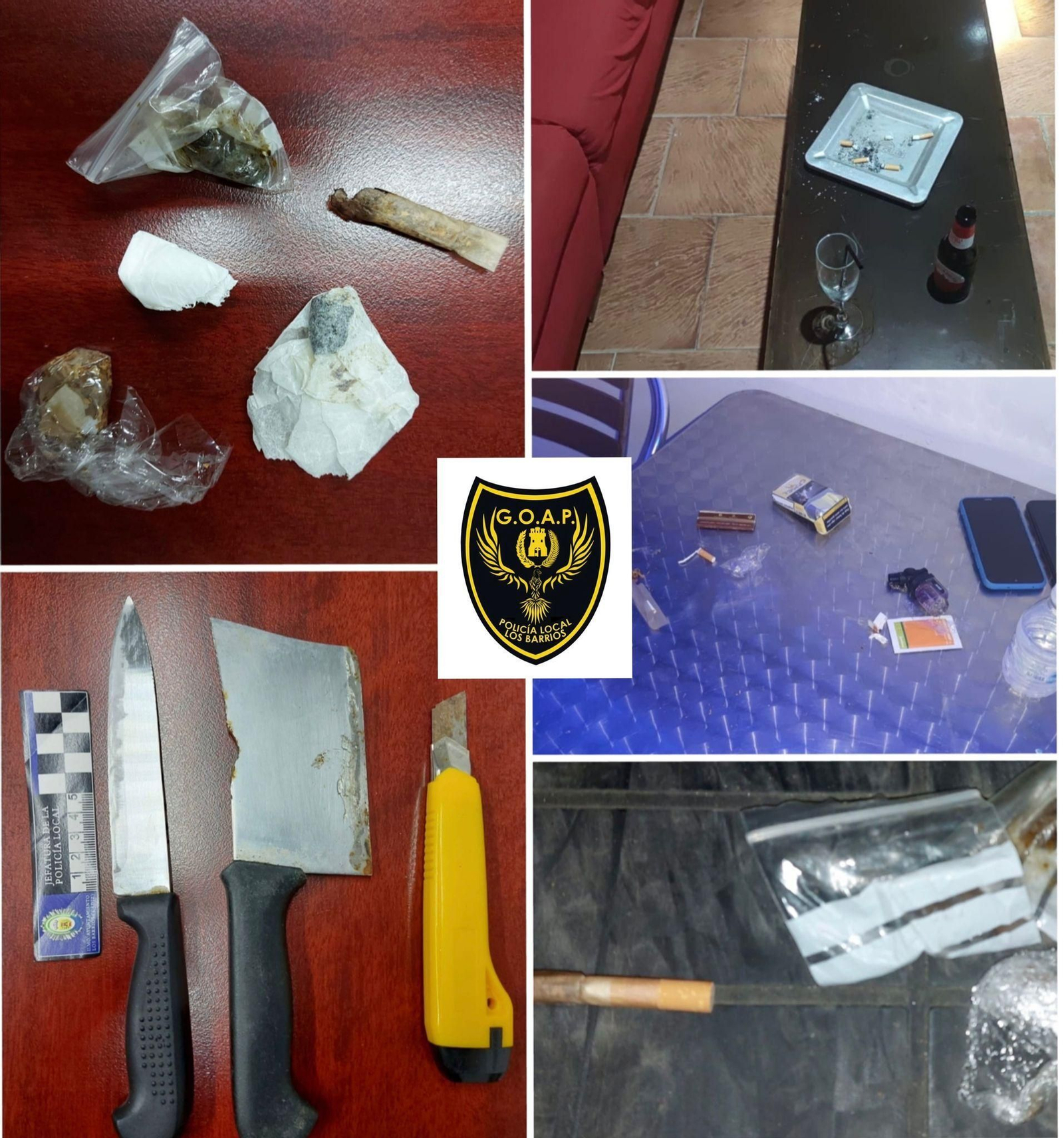 Armas y drogas intervenidas en un local en Los Barrios.