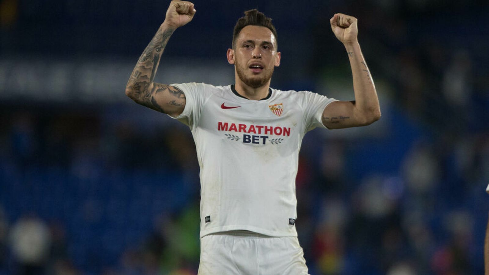 Ocampos celebra el triunfo al final del partido en Getafe.