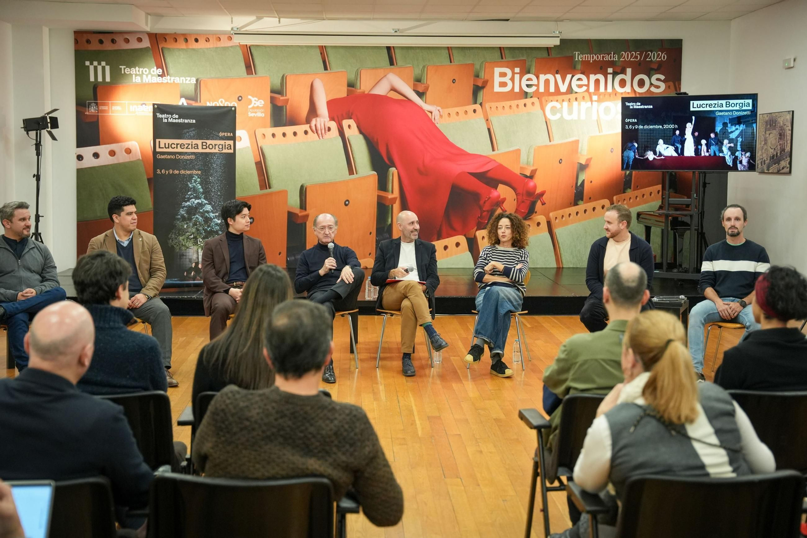 Un momento de la rueda de prensa de 'Lucrezia Borgia'.