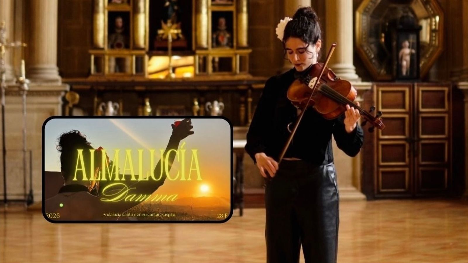 A la izquierda, la portada de ‘Almalucía’; a la derecha, Damma durante la grabación del videoclip.