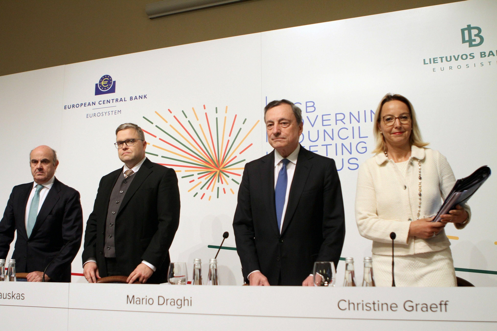 El presidente del Banco Central Europeo, Mario Draghi, ayer en Lituania.