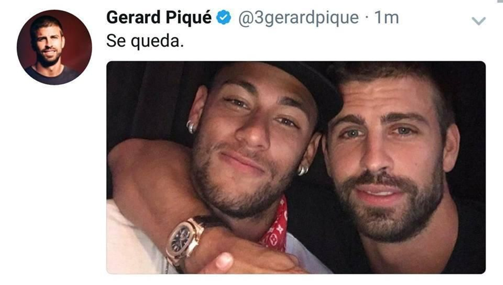 Captura del tuit de Piqué