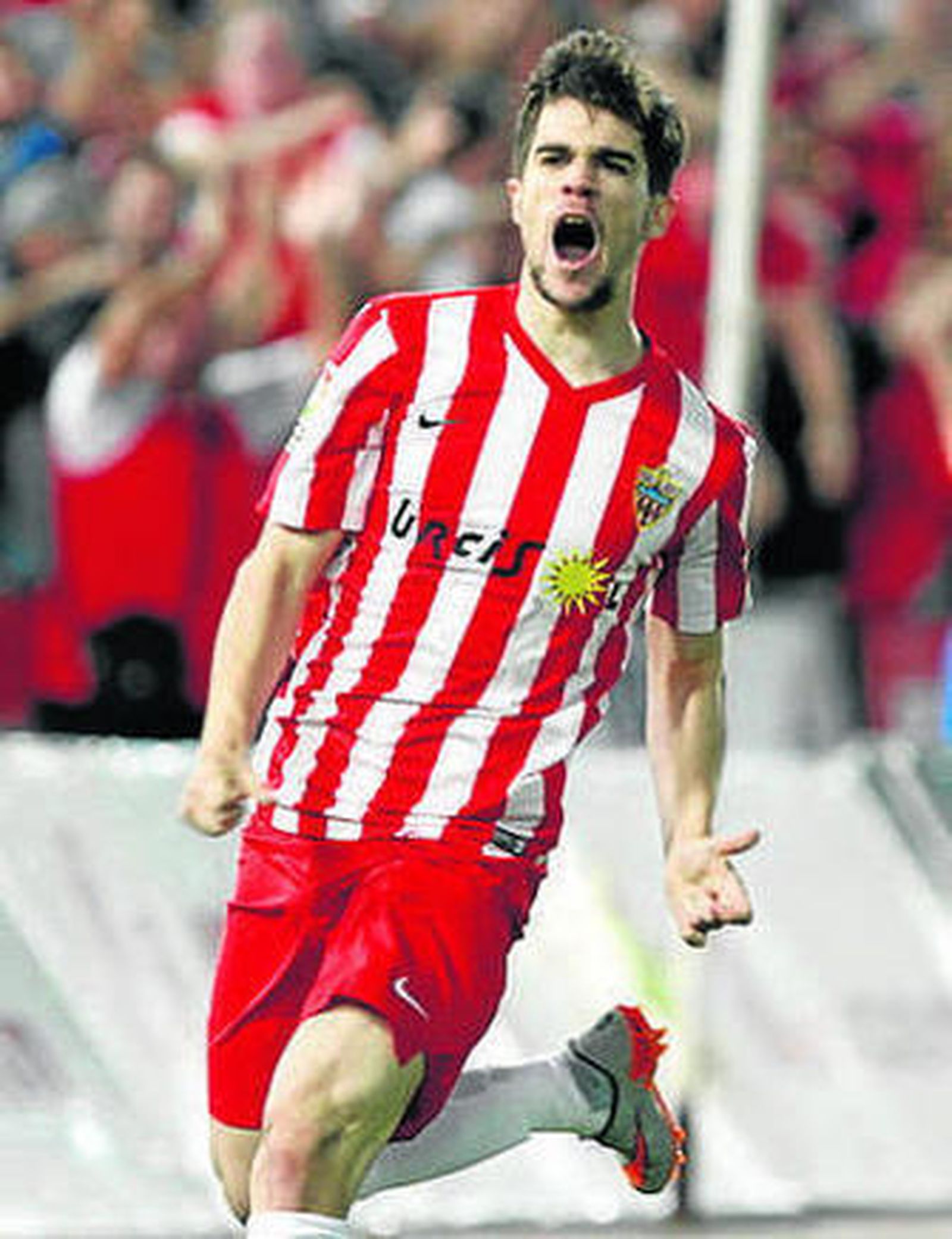 Pozo celebra el 2-1 a Osasuna.