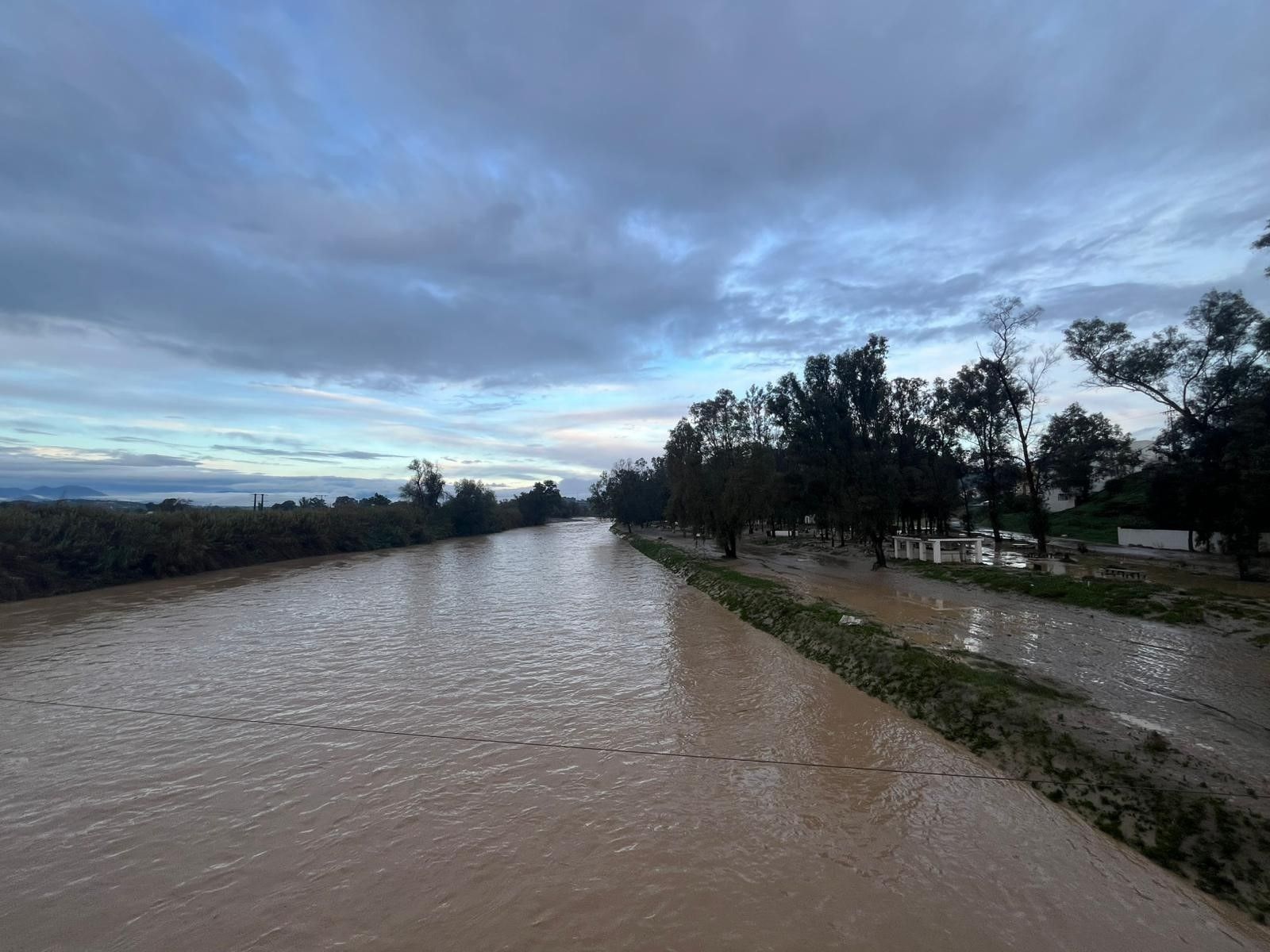 El río Guadalhorce, esta mañana, a su paso por Cártama
