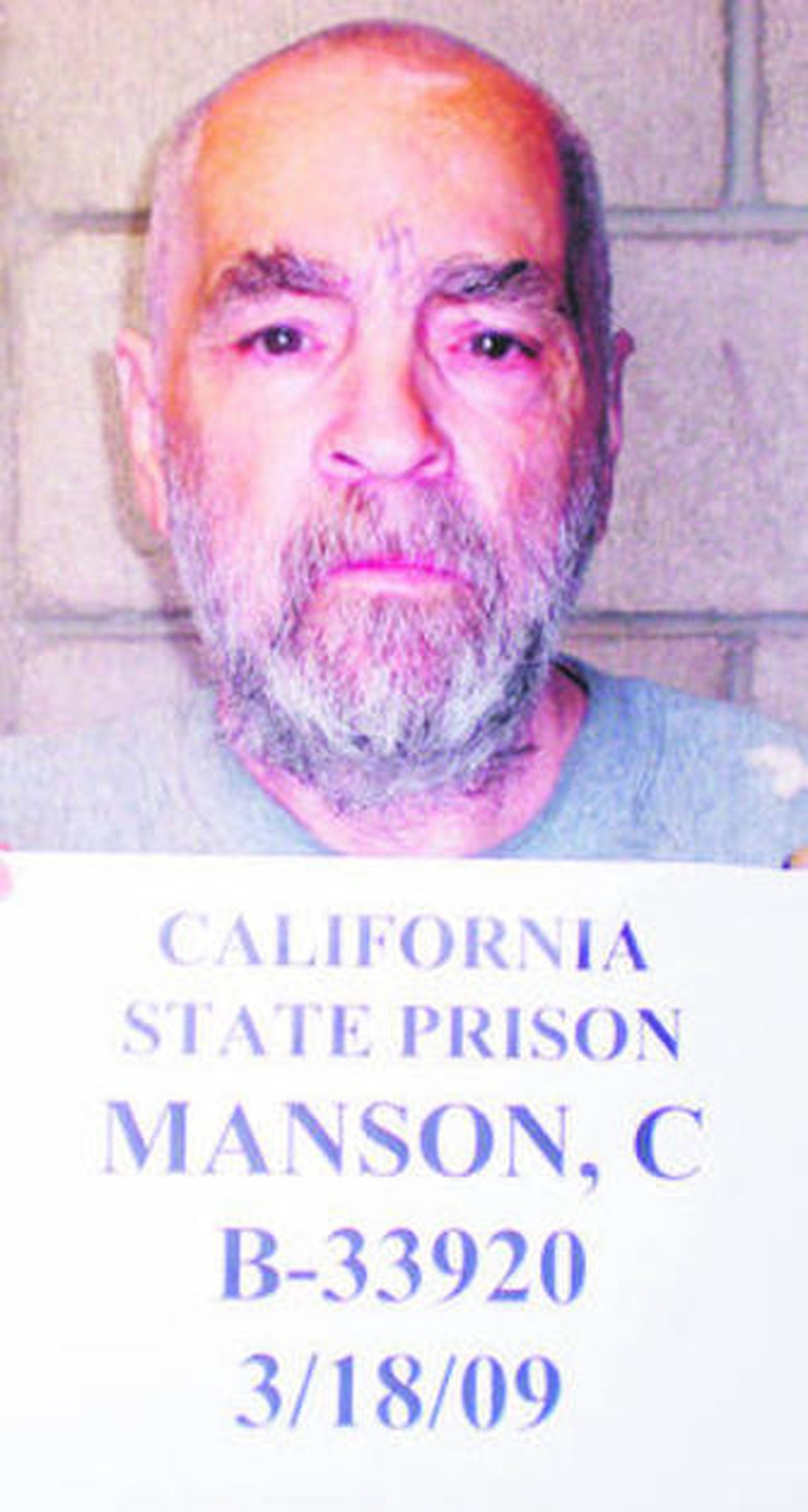 Una imagen de marzo de Charles Manson en prisión.