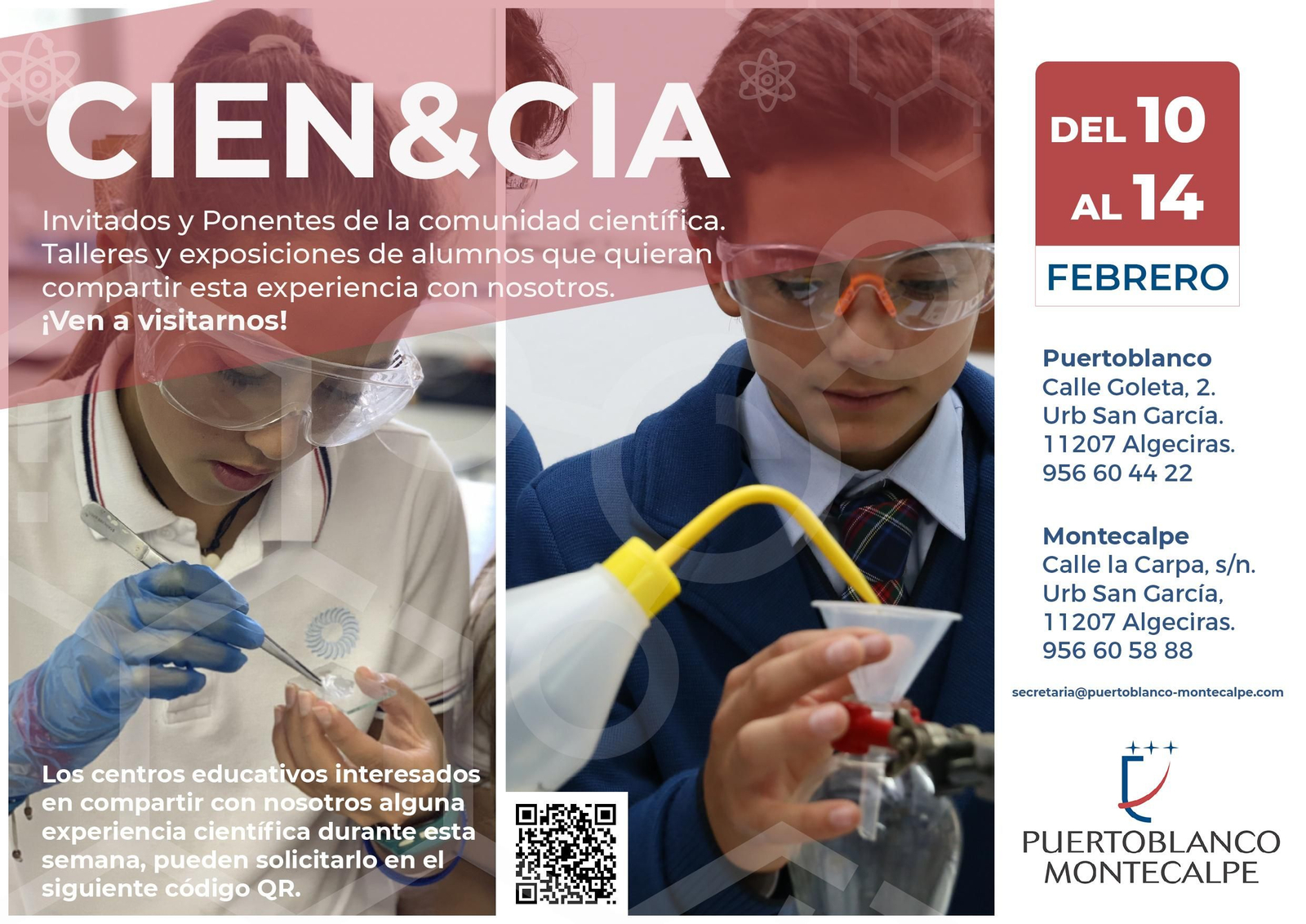 Cartel de la Semana de la Ciencia en el colegio Puertoblanco-Montecalpe