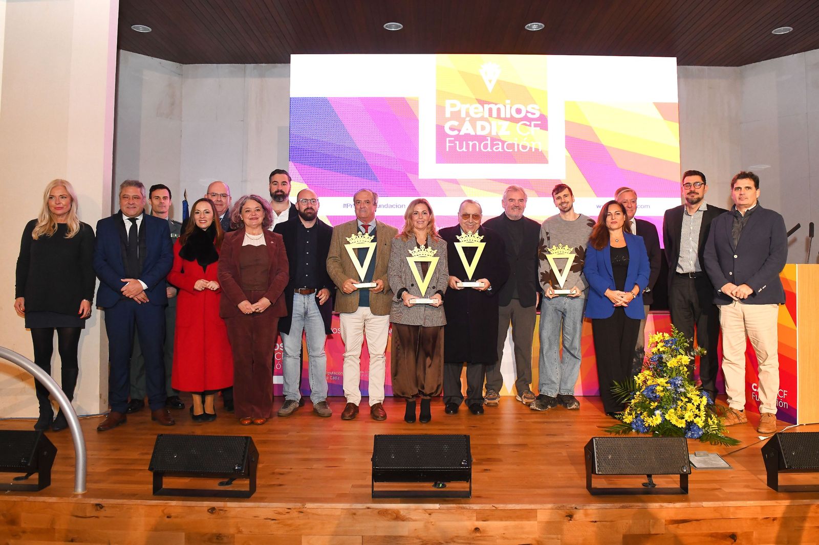 Los premiados por la Fundación Cádiz CF.