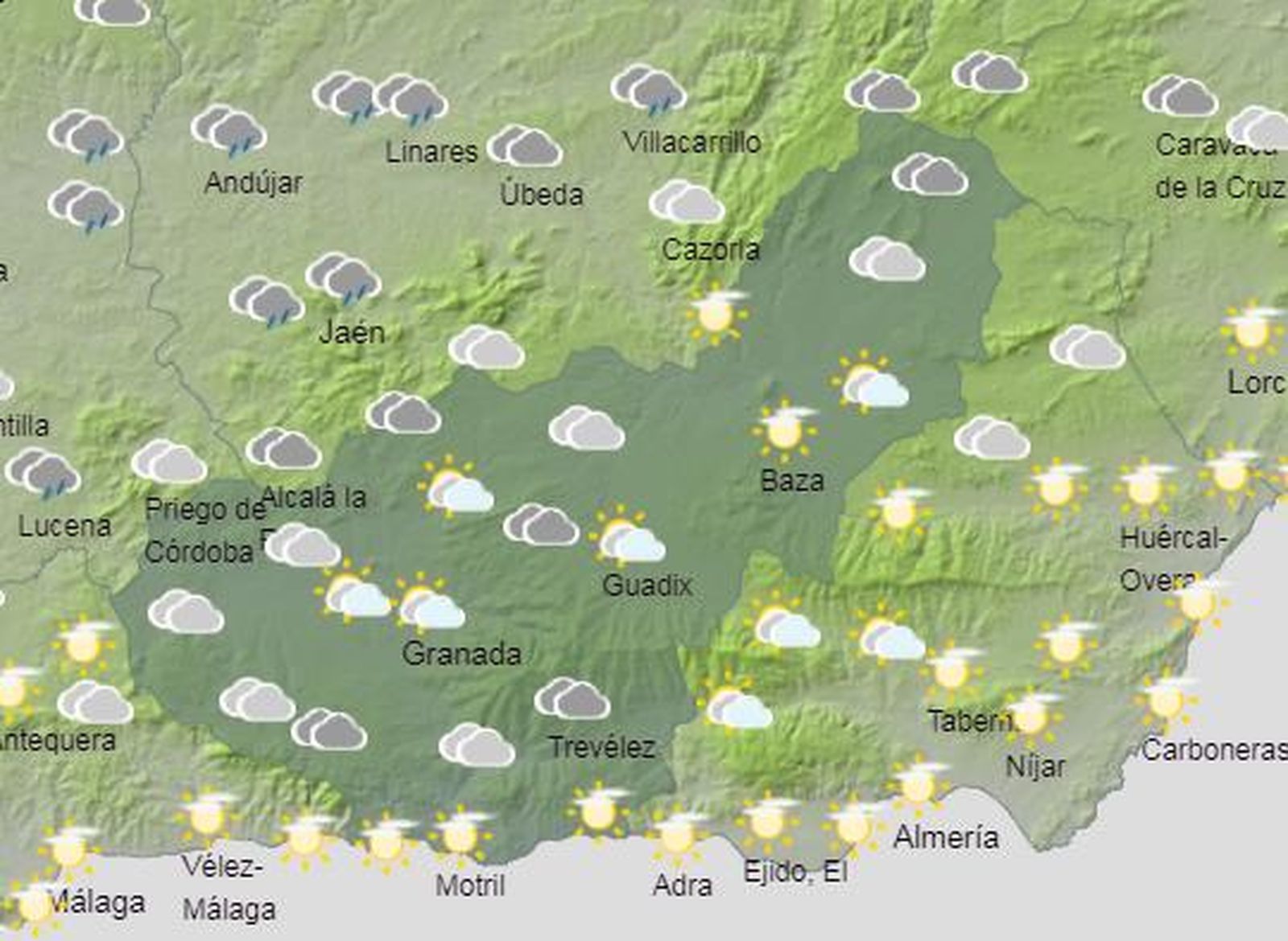 Tiempo en Granada | La lluvia vuelve a amenazar a parte de la provincia este viernes