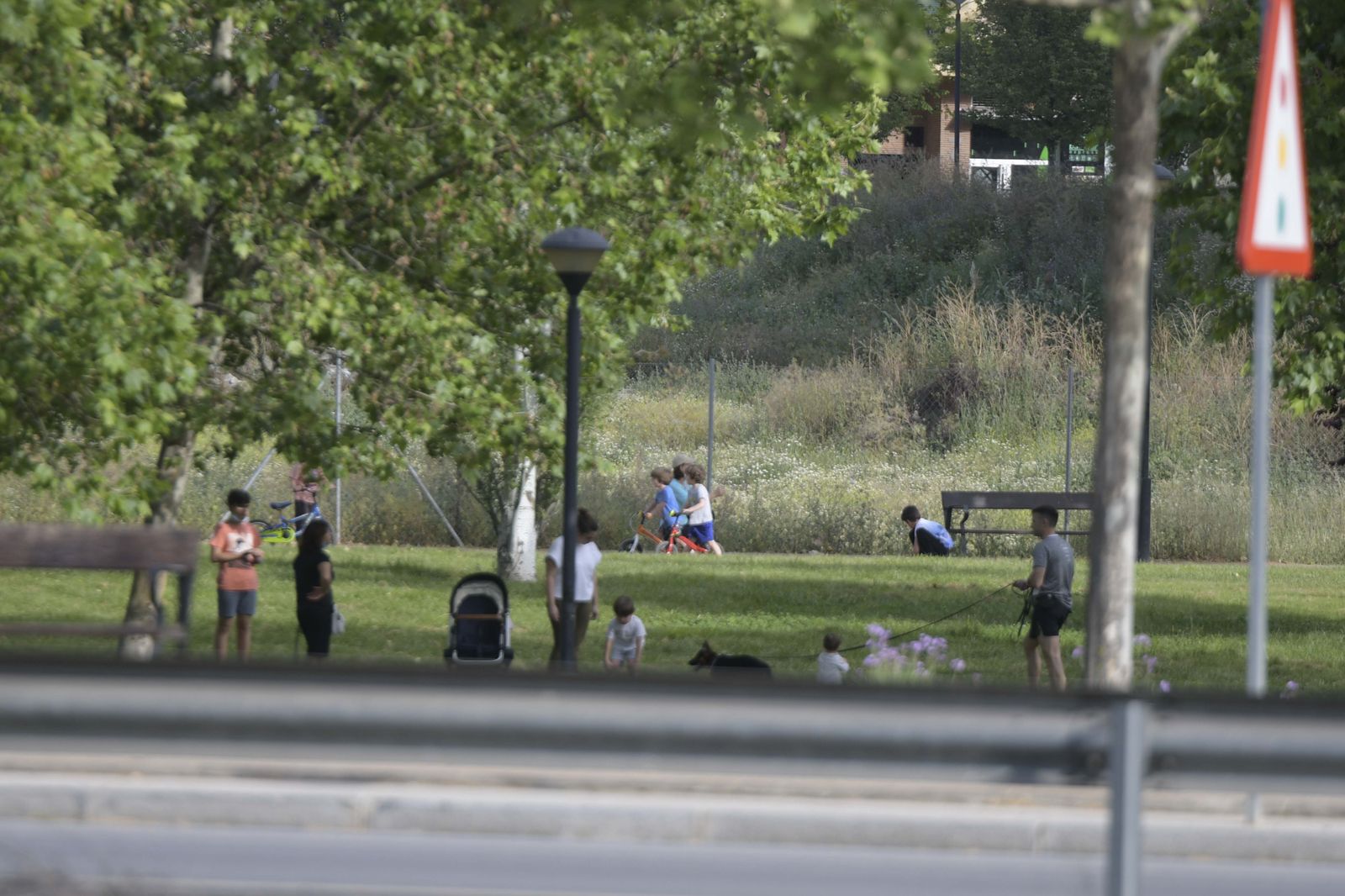 Un grupo de menores en un parque.