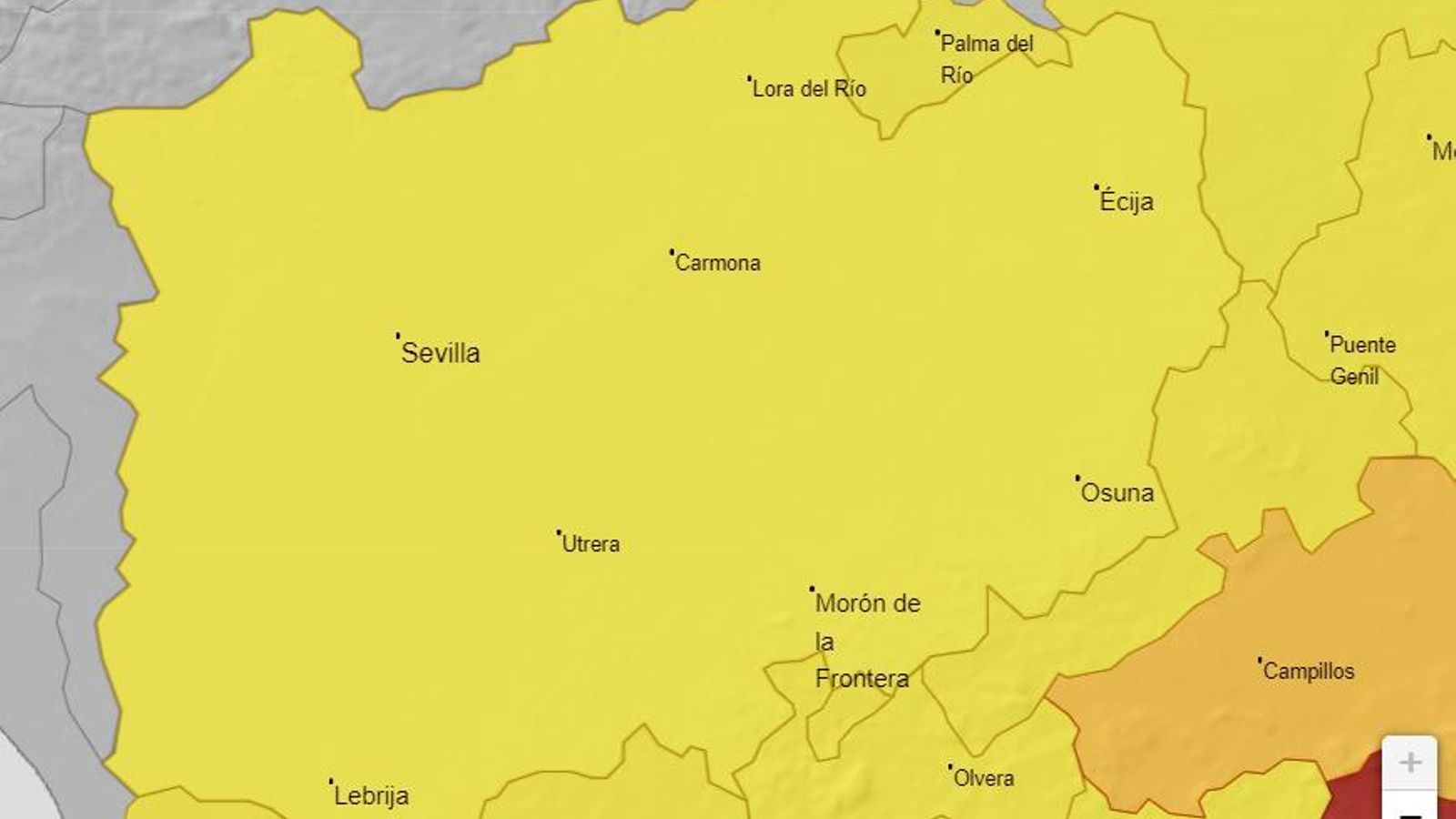 Alerta amarilla en la provincia de Sevilla el miércoles