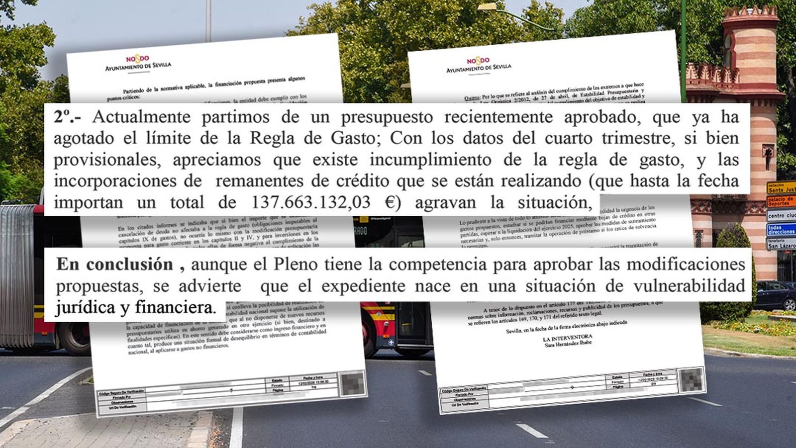 Informe de la Intervención sobre la modificación presupuestaria de 35,2 millones.