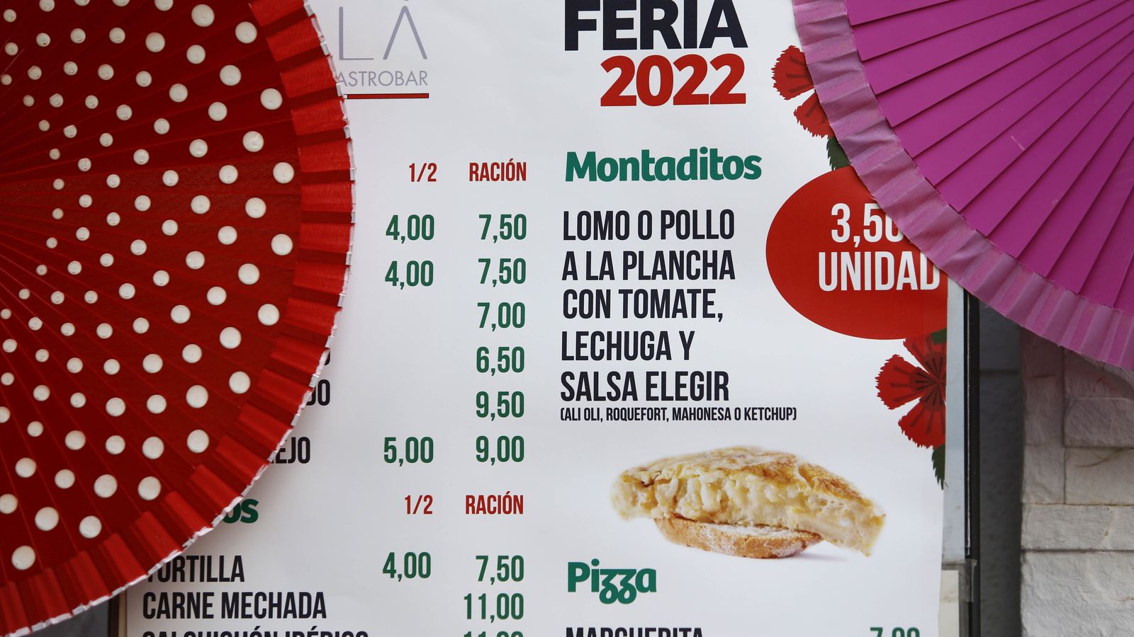 Carta de un local para la Feria de Málaga.
