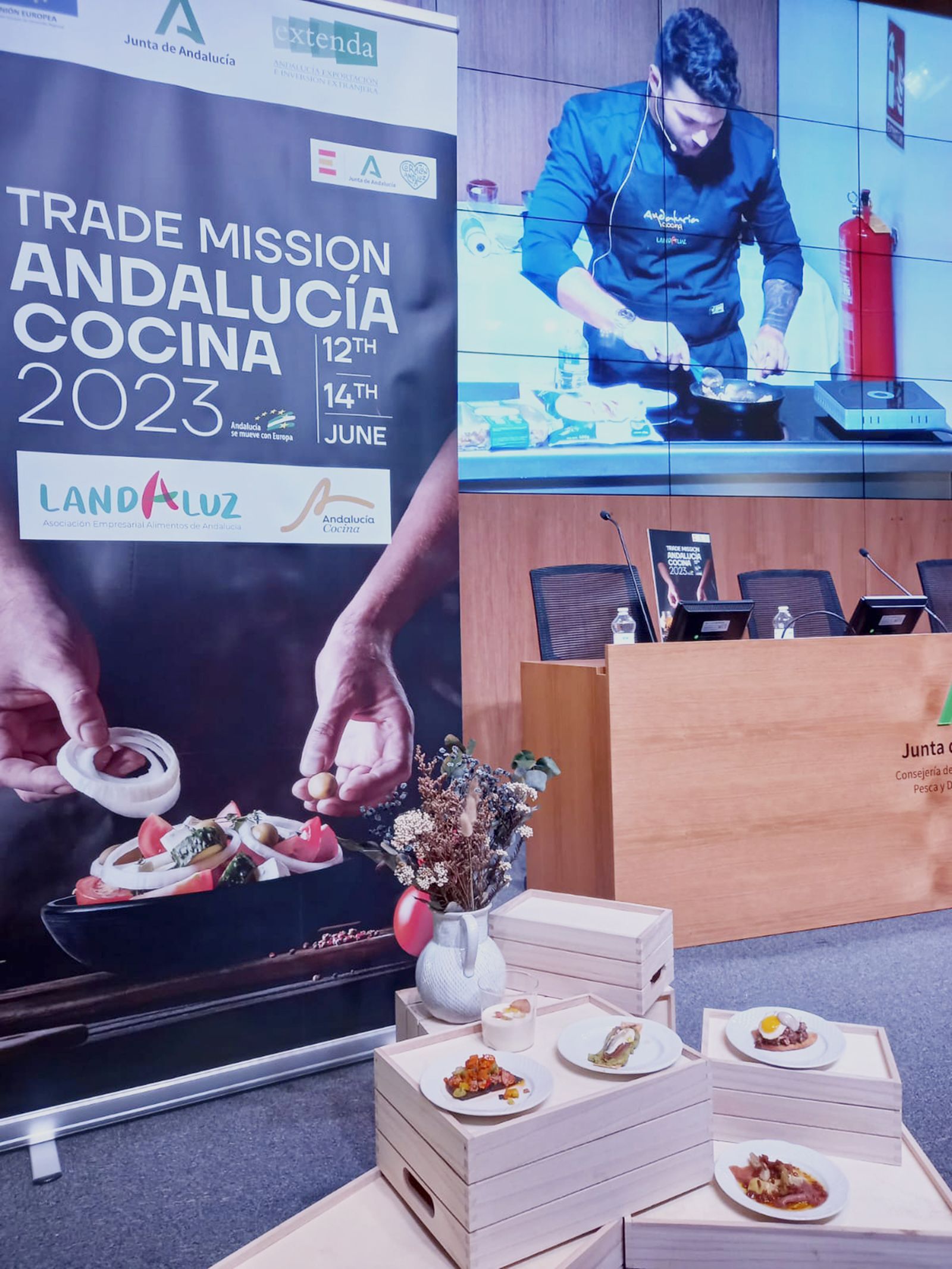 Showcooking celebrado durante la misión organizada por Andalucía TRADE y Landaluz.