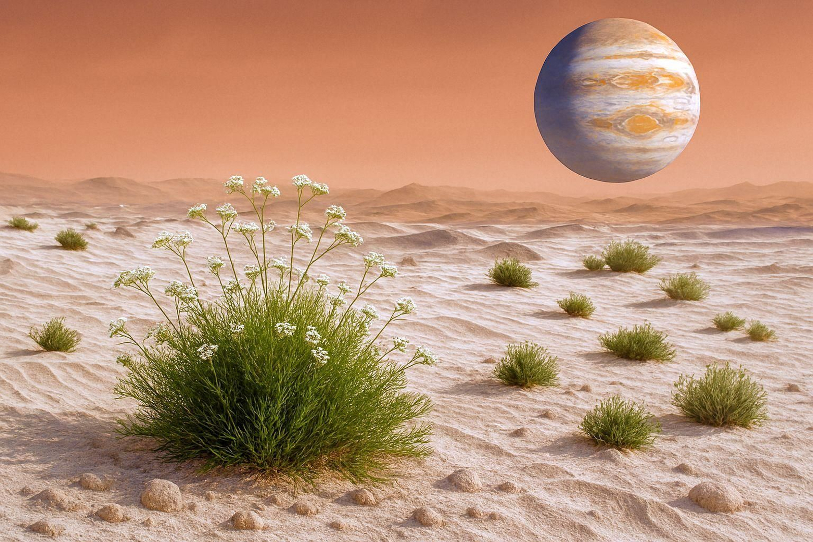 Maqueta de la flora gipsícola terrestre con la que se pretende experimentar.