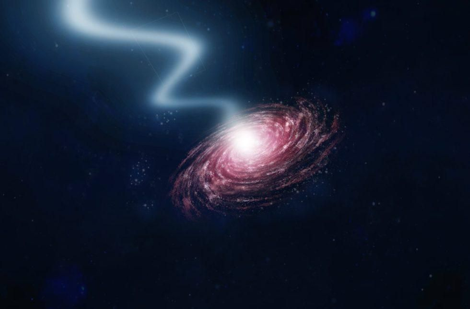 Representación artística del chorro de la galaxia activa OJ 287.