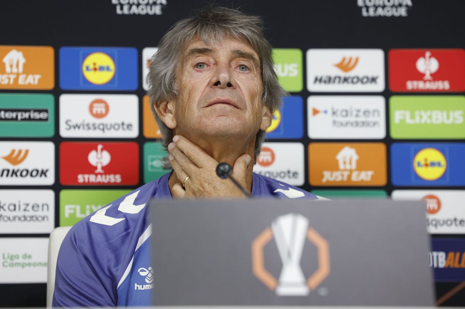 Pellegrini, durante una rueda de prensa en la Europa League.