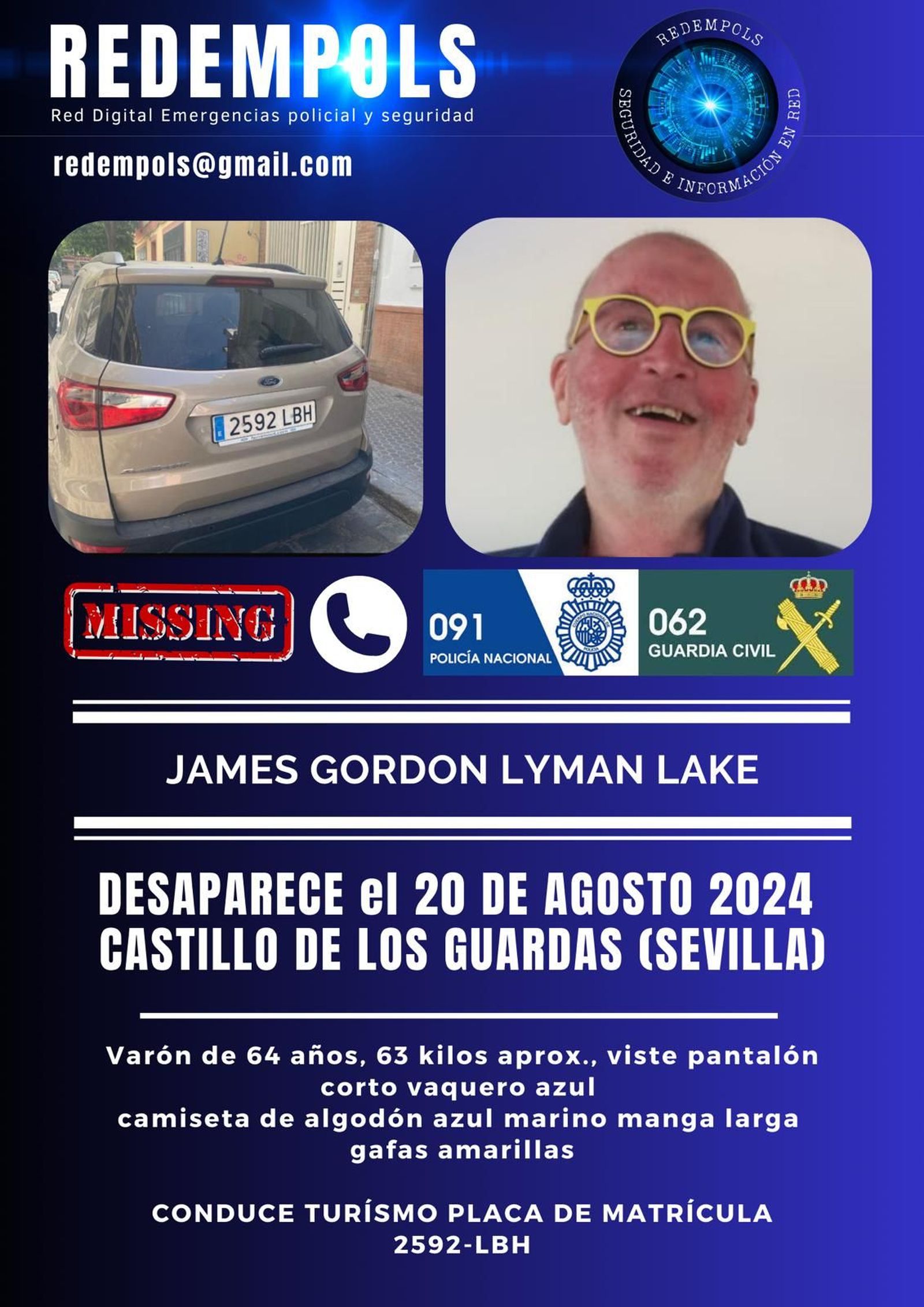 El desaparecido, James Gordon Lyman Lake.