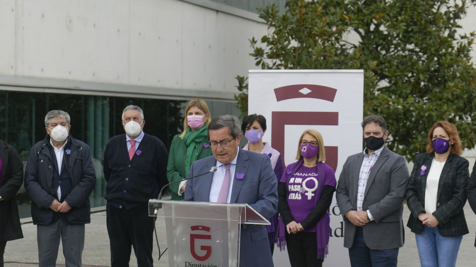 Lectura del manifiesto del 8M en la Diputación de Granada este 2022.