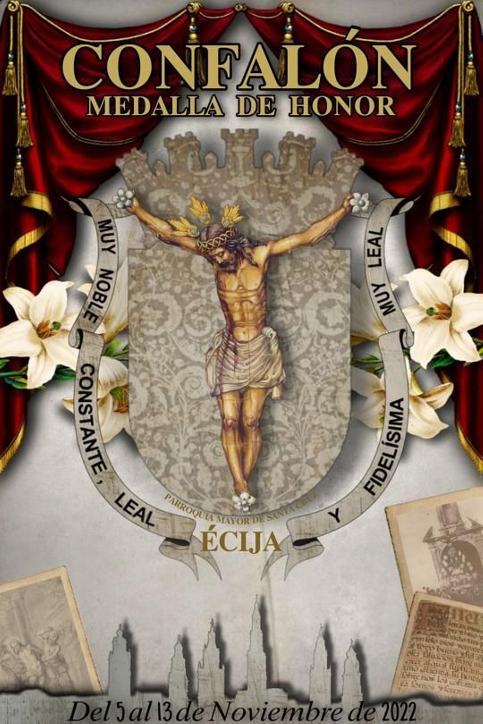 Cartel de la concesión de la Medalla de Honor al Cristo de Confaón