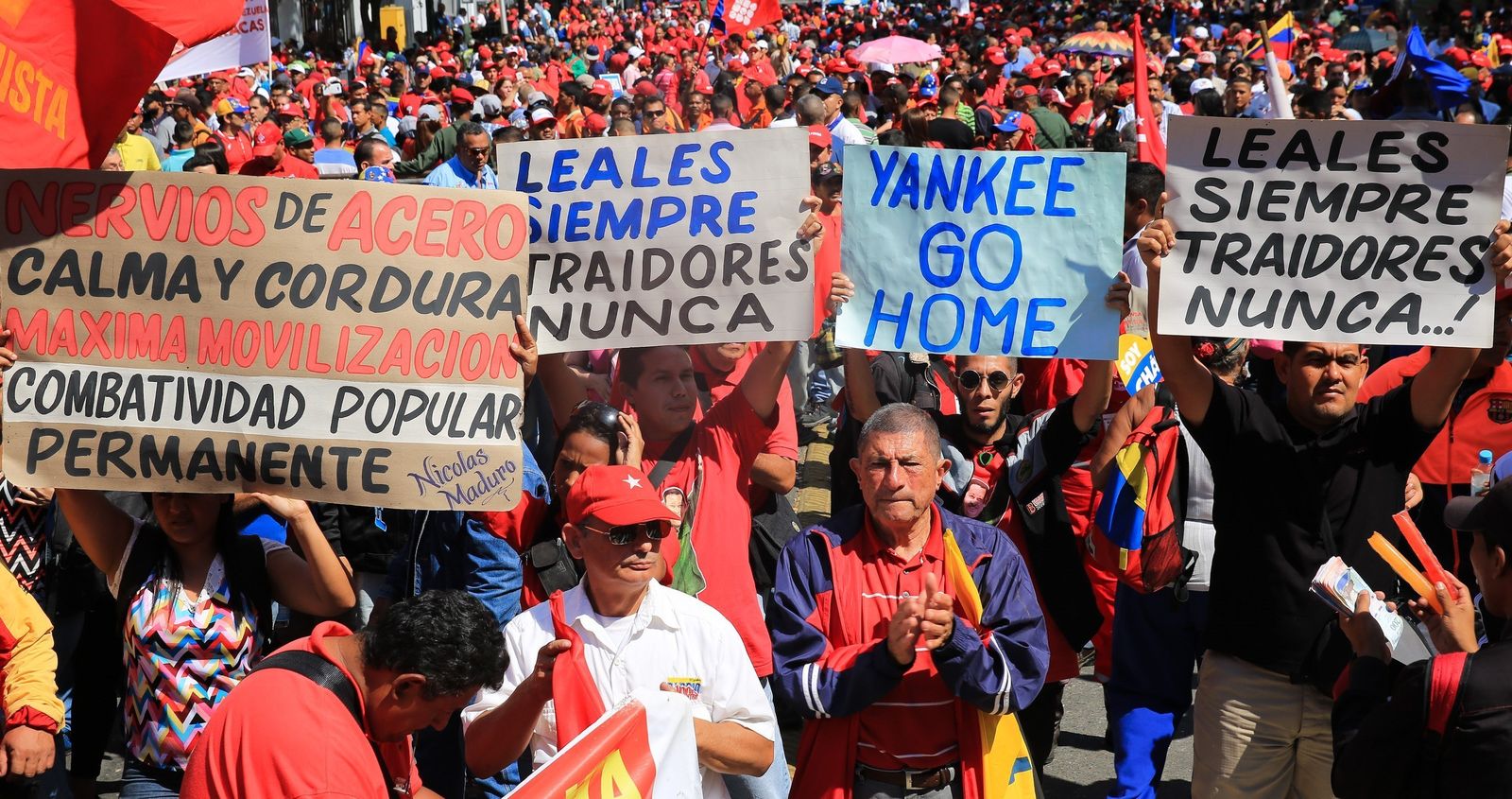 Simpatizantes de Maduro durante una una marcha en apoyo a su Gobierno celebrada el pasado jueves en Caracas.