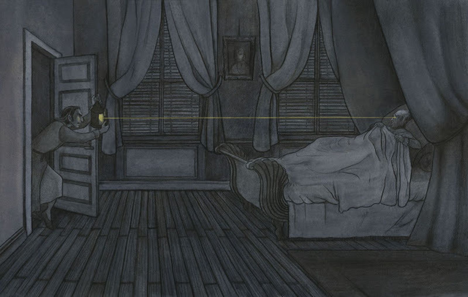 Una de las ilustraciones de María Espejo para el cuento de Edgar Allan Poe 'El corazón delator'.