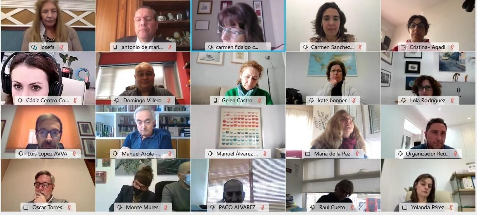 Los participantes en la reunión telemática de la Mesa de Turismo y Comercio.