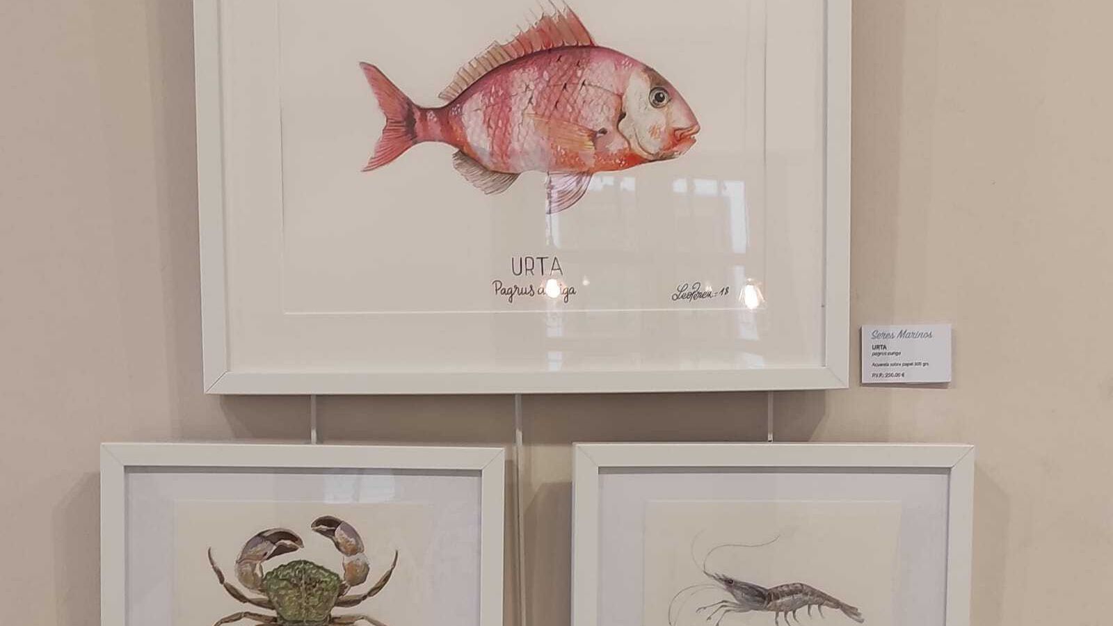 Acuarelas de motivos marinos de Pérez.