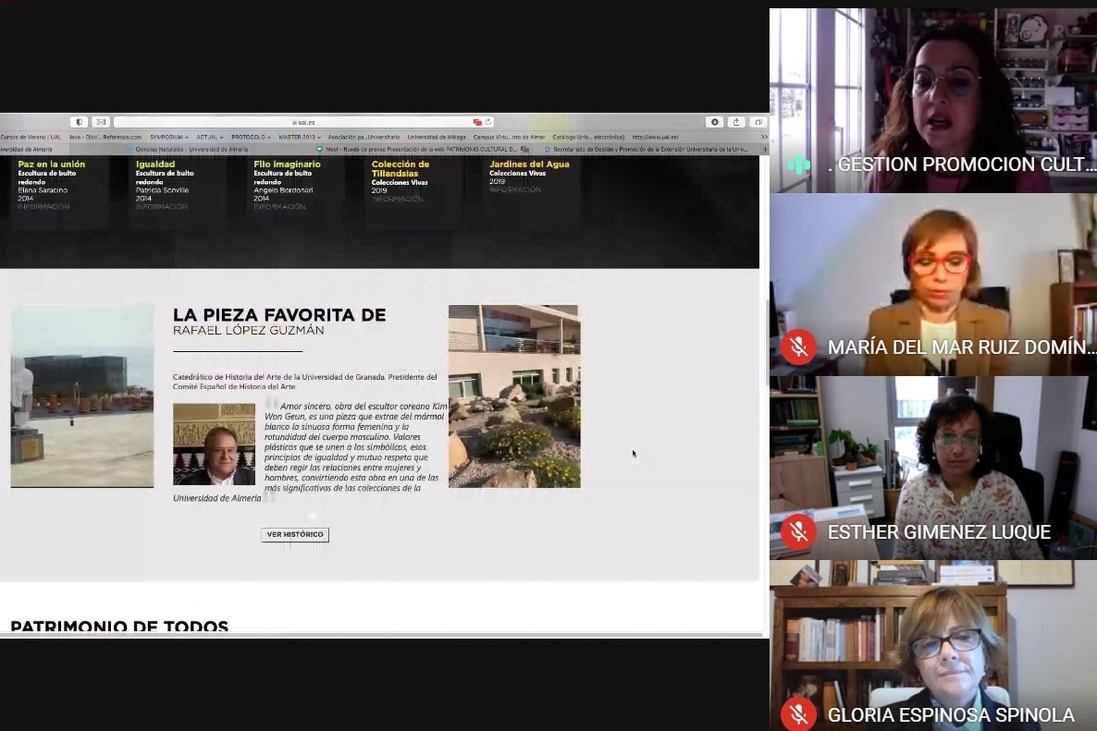 Presentación de la nueva web a cargo de María del Mar Ruiz, Esther Giménez y Gloria Espinosa.