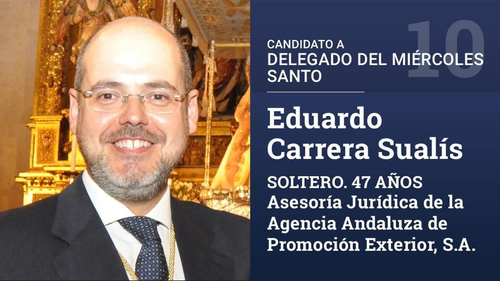 Actualmente es delegado de la sección de Glirias. Ha ocupado cargo se gobierno en los Sercitas, el Valle, la Sacramental del Sagrario y la Salud de San Isidoro.